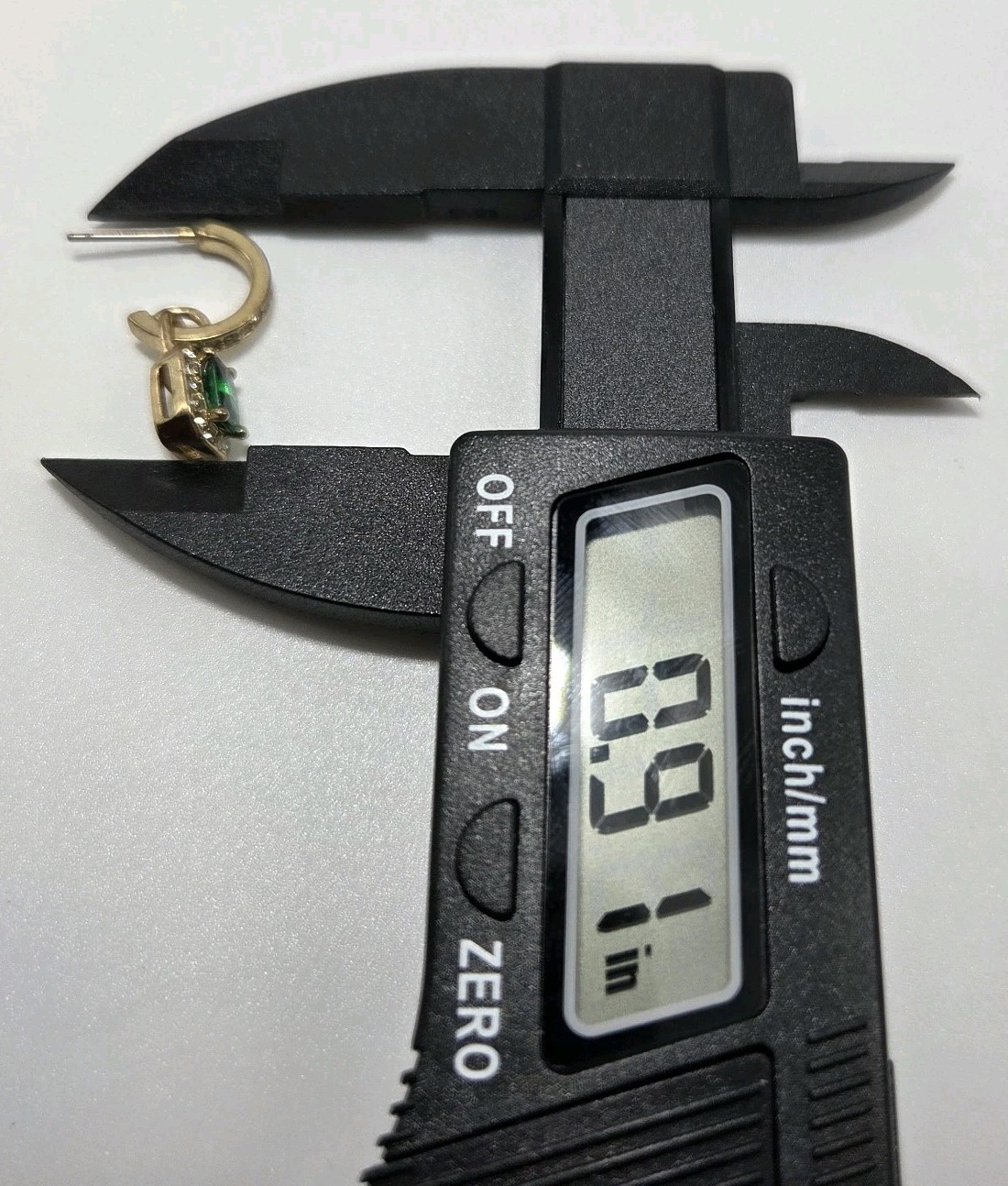 Simulated Emerald Gold Tone Dangle Post Earrings … - image 16