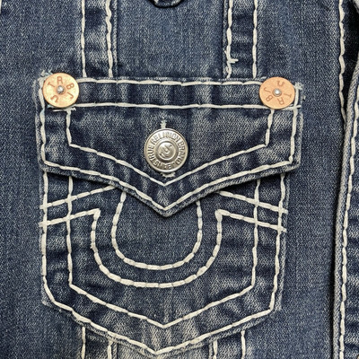 True Religion Blue Denim Jacket Sz Large Joey Super T Y2K