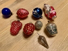 Vintage Glass Feather Tree Christmas Ornament Lot Japan