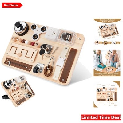 Durable Wooden Fidget Board - 12 Activities for Seniors with Alzheimer s & ADHD
