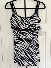 Great Lengths by Longitude Size 12 Tank Swimsuit Zebra Print NWT