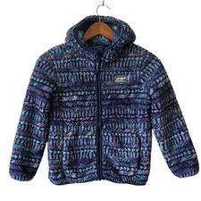Girls Eddie Bauer Fleece Jacket Kids Size Small 7/8 Hooded Pockets Full Zip