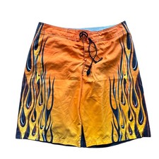 Vintage Y2K No Boundaries Flame Fire Board Shorts Size 34