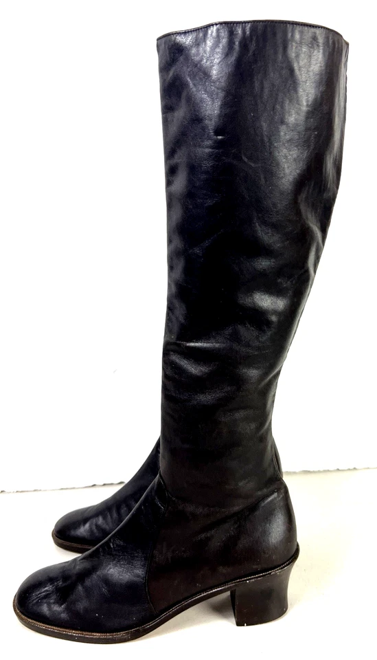 DKNY Donna Karan Knee Hi Boots Brown Block Heel Zipper Closure Womens 9B ITALY - Image 3 of 4