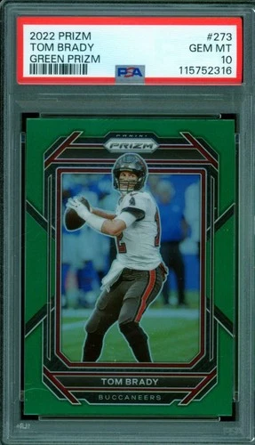 Tom Brady Card 2022 Prizm Green Prizms #273 PSA 10