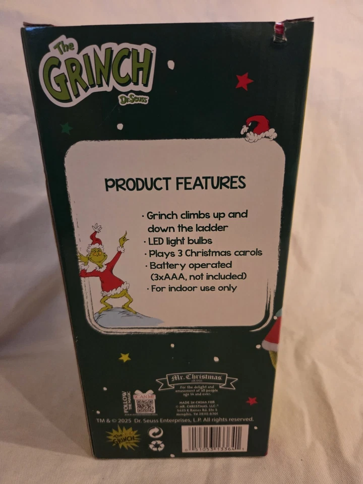 Escalador de Mesa Grinch 17" Escalera Animada Escalada Navidad Luces Musical Foto 4 de 4