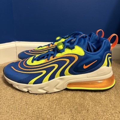 Nike Air Max 270 React Eng Men's 11 Electric Blue Total Orange Lime Green Shoes