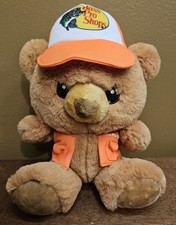 Bass Pro Shops Teddy Bear plush stuffed animal orange vest trucker hat EUC