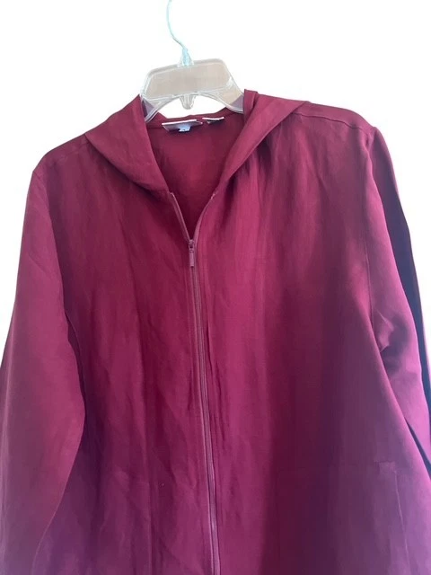 Chaqueta Chicos Design Talla 2 EE. UU. Grande Borgoña Lino Mezcla Seda LS Con Capucha Cremallera Completa Foto 2 de 4