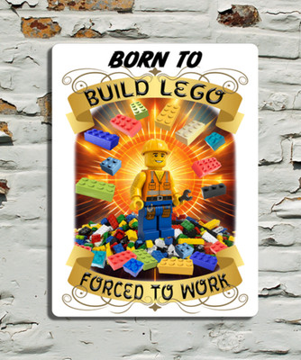Born To Build Lego Forced To Work Blechschild, Plakette, Höhle, Schuppen, Garage