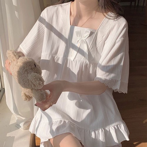 Korean Women‘s Pajamas Set Cute Two-Piece Nightwear Girls - Picture 12 of 14