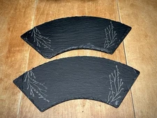 2 Pampered Chef Black Slate Serving Boards #1482 Cheers Gather Share Laugh