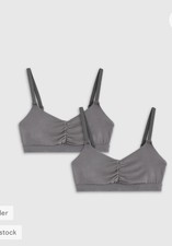 NWOT Quince Women  s s Micromodal Ruched Bralette 2 Pack Grey