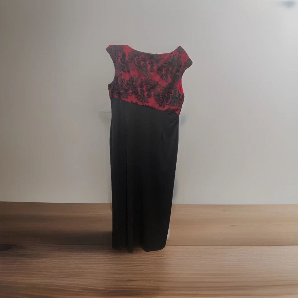 Vestido de Cóctel Formal, Noche, Connected Apparel Floral Negro/Rojo Encaje Top 18W Foto 4 de 4