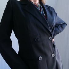 90s Maison Christine black double breasted longline blazer