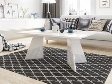 Tavolino da Salotto VIOLA 100x60 cm Bianco Lucido MDF Rettangolare Moderno