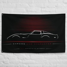 Corvette C3 Stingray 1970 Car Silhouette Flag 3x5 ft Garage Banner Wall Decor