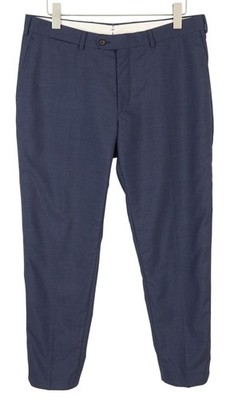 SUITSUPPLY Soho Turn-Up Herren Hose UK32R Blau Wolle S120 Tapered Zip *
