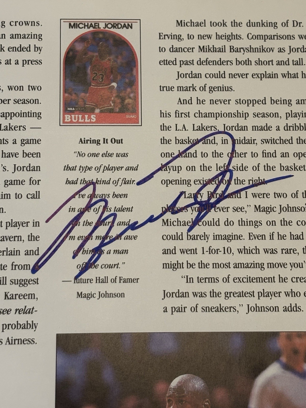 Rare Original Michael Jordan Autographed , Magazine article Page  1993 NBA .
