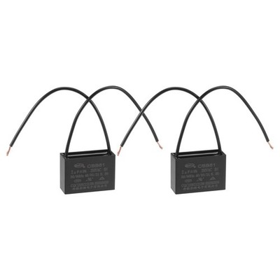 2Pcs Metallized Film Ceiling Fan Capacitor CBB61 2uF 250V AC 2 Wires