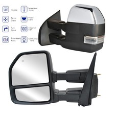 Tow Mirrors Fit 2016-19 Ford F-250 Power Heat Led Signal Puddle Light Chrome