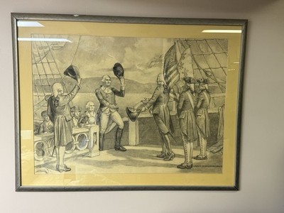 Walter beach Humphrey Historical Ship Scene Washington meeting with Lafayette 