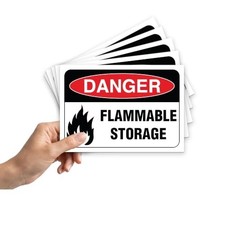 5 X Danger Flammable Storage Signs | 10 X 7 Inch Harmful Storage Warning Sticker