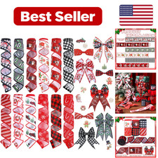 12 Pack Christmas Wired Edge Ribbon 2 Inch x 60 Yards Multicolor Fabric