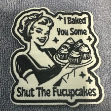 SHUT THE FUCUPCAKES 2x3 Embroidered Morale Patch Hook Backing Brand New