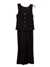 EUC Enfocus Studio Black Sleeveless Jumper Jumpsuit Wide Leg Pant Size 10 b12