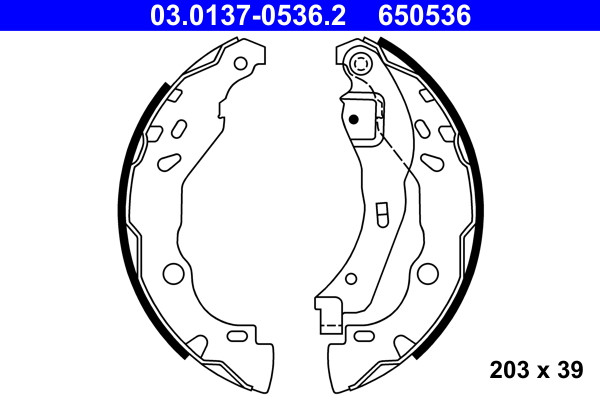 Rear ATE 03.0137-0536.2 Brake Shoe Set for NISSAN