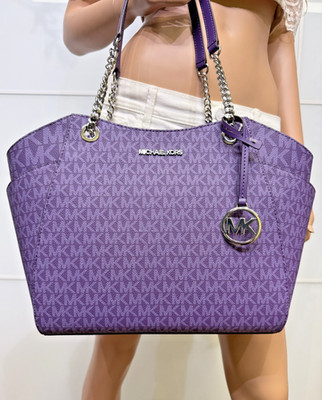 Michael Kors Jet Set Travel LG Chain Shoulder Tote MK Bag Dark Purple