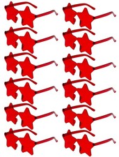WNSIRVY 12 Pairs Rimless Star Shaped Sunglasses, Transparent Candy Color Red