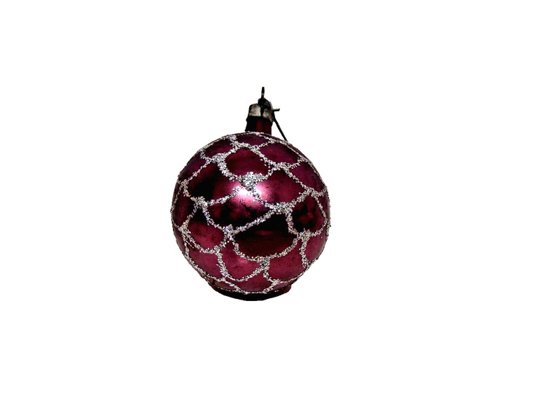 { Vintage Purple Glass Chrsitmas ornament Glitter 2" dIA.