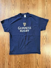Guinness Rugby T-Shirt XL Blue Graphic Tee Ireland Beer Promo Shirt
