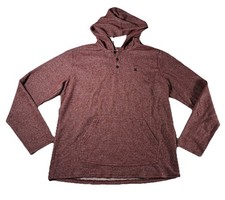 Hurley Men’s Size XL Mid Weight Hooded Henley Sweatshirt Maroon Pocket