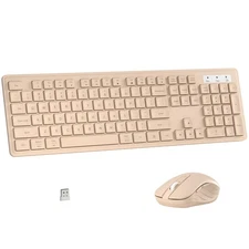 Wireless Keyboard and Mouse Combo, Full-Size 104-Key Office Keyboard with 15 ...