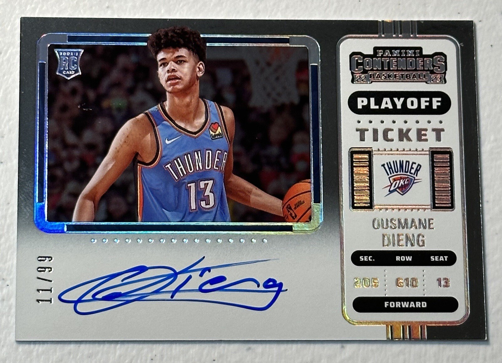 2022-23 Panini Contenders Ousmane Dieng Playoff Ticket /99 Auto Rookie RC #122