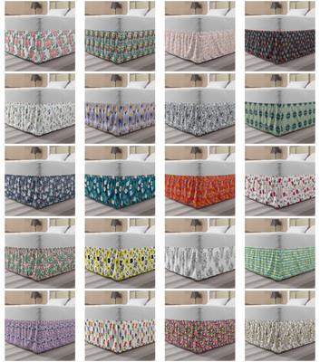 Ambesonne Floral Bedskirt Elastic Wrap Around Skirt Gathered Design