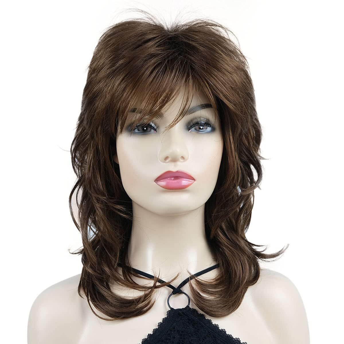 Shaggy Layered women Wig with Bangs Shoulder Length Natural  display picture 2