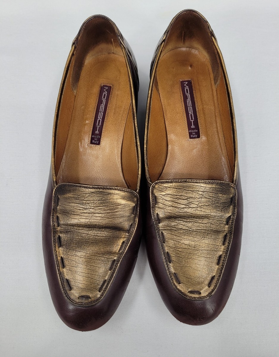 Moreschi Ariel Loafer Shoes Womens 39.5 Gold Leather Top  display picture 2