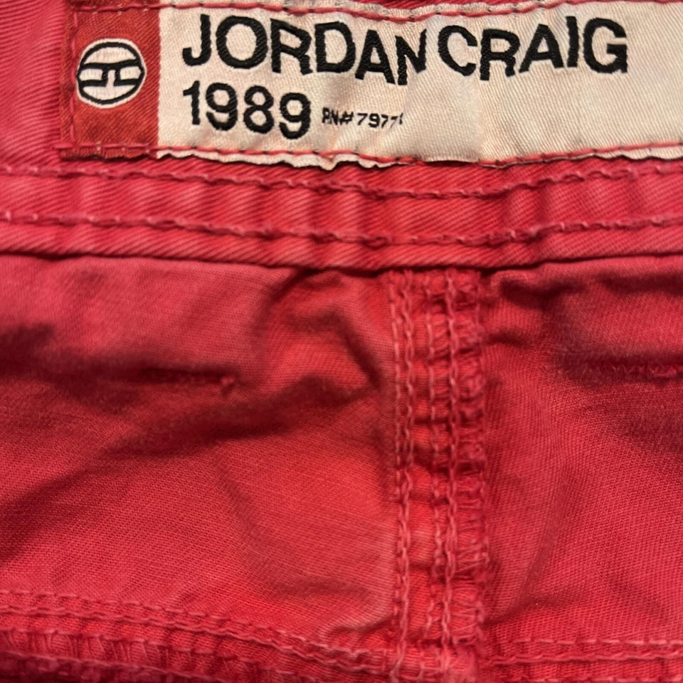 Pantalones Cortos Jordan Craig Para Hombres 34 Rojo Deshilachado Dobladillo 5 Bolsillos Chino Algodón Y2K 12" Entrepierna Foto 3 de 4