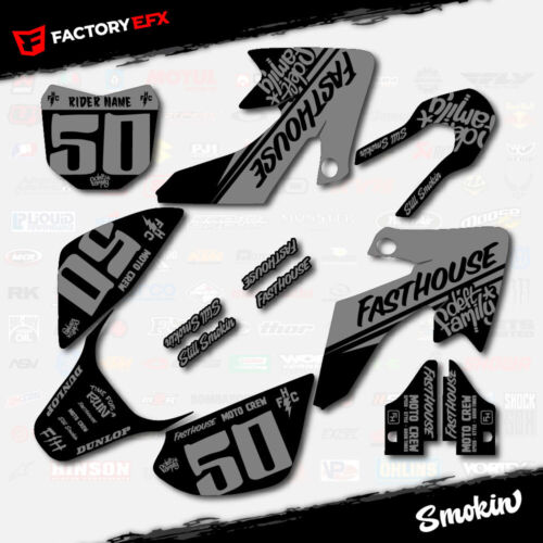 Black & Gray Smokin Racing Graphics Kit fits 13-25 Honda Crf50 CRF 50 Decals - Picture 8 of 8