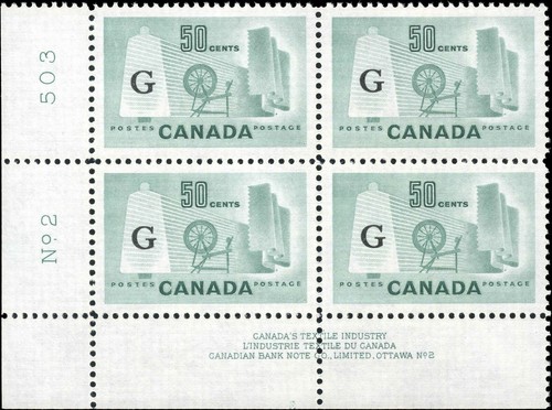 Mint NH Canada VF Overprinted Scott #O38 50c Textile Industry Definitive Stamps