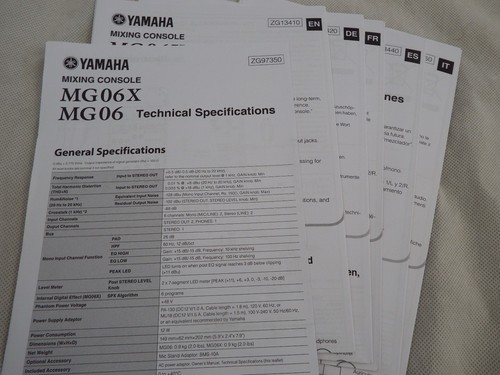 Yamaha MG06X Konsola mieszająca Mikser Specyfikacje techniczne i instrukcja obsługi - Zdjęcie 1 z 1