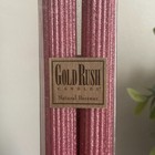 2 Gold Rush PINK DIAMOND Glitter 12" Ribbed Tall Candle Taper Natural Beeswax