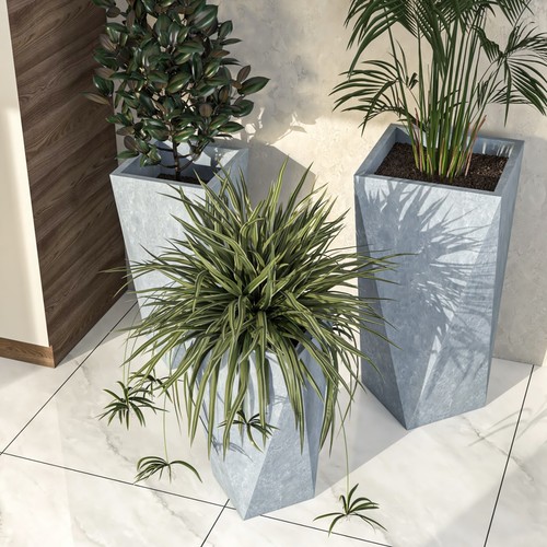 LeisureMod Aloe Modern Fiberstone and MgO Clay Tapered Square Planter - Picture 8 of 9