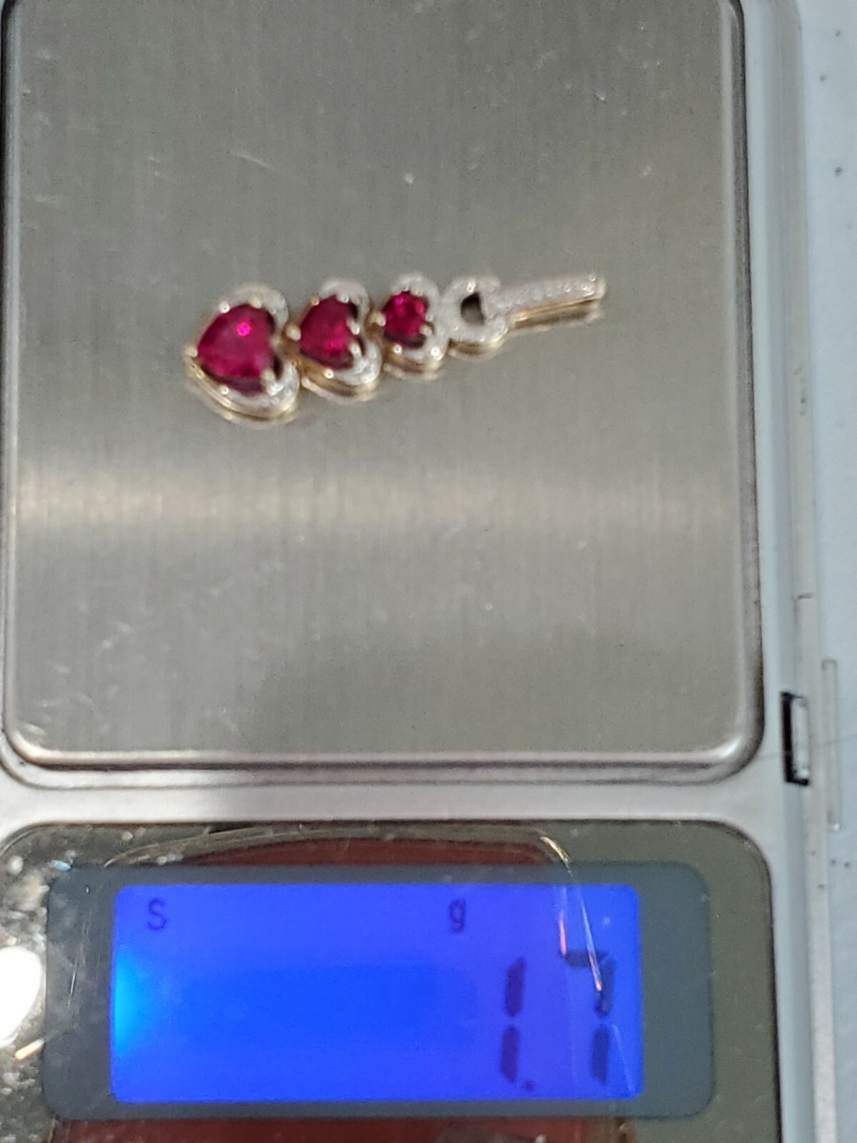 10K Solid Gold Heart-Shaped Ruby Diamond necklace… - image 9