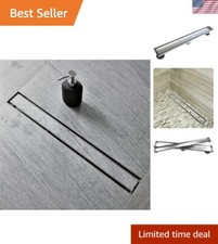 24-Inch Linear Shower Drain with Tile Insert Grate, Professional Brushed 304 ...