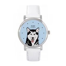Toff London TLWS-29965 Ladies Black And White Husky Dog Head Watch